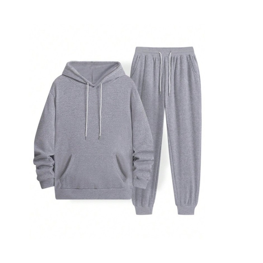 Men's Gray Hoodie and Jogger Sweatpants Set Comfort Loungewear Activewear S